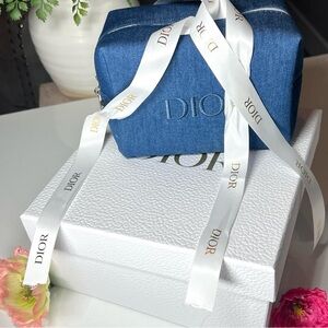 New Dior limited edition Denim Blue zipper Bag + Dior box+ Dior shredded paper